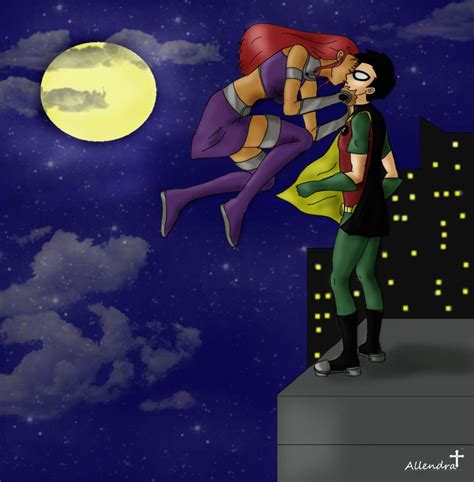 starfire and robin|starfire and robin kiss episode.